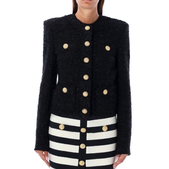 Balmain Jackets & Blazers - BALMAIN GOLD-BUTTON TWEED LUREX JACKET FOR WOMEN Size FR 42